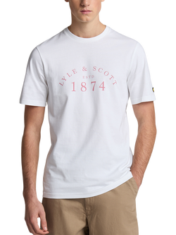 Lyle & Scott Cotton Regular Fit Short Sleeve Graphic Logo T-Shirt, White/Ash Red, White/Ash Red