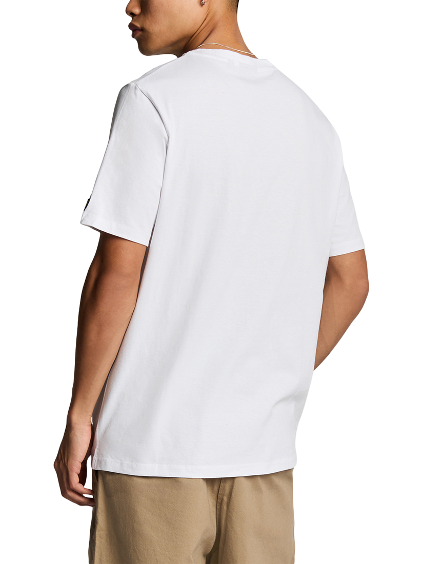 Product image 2 of 4, which shows Lyle & Scott Cotton Regular Fit Short Sleeve 3D Line Graphic T-Shirt, White/Orange, XS