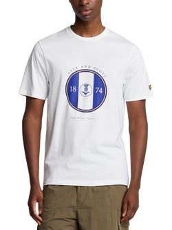 Lyle & Scott Cotton Regular Fit Short Sleeve Sporty Thistle Graphic T-Shirt, White/Now Blue, White/Now Blue