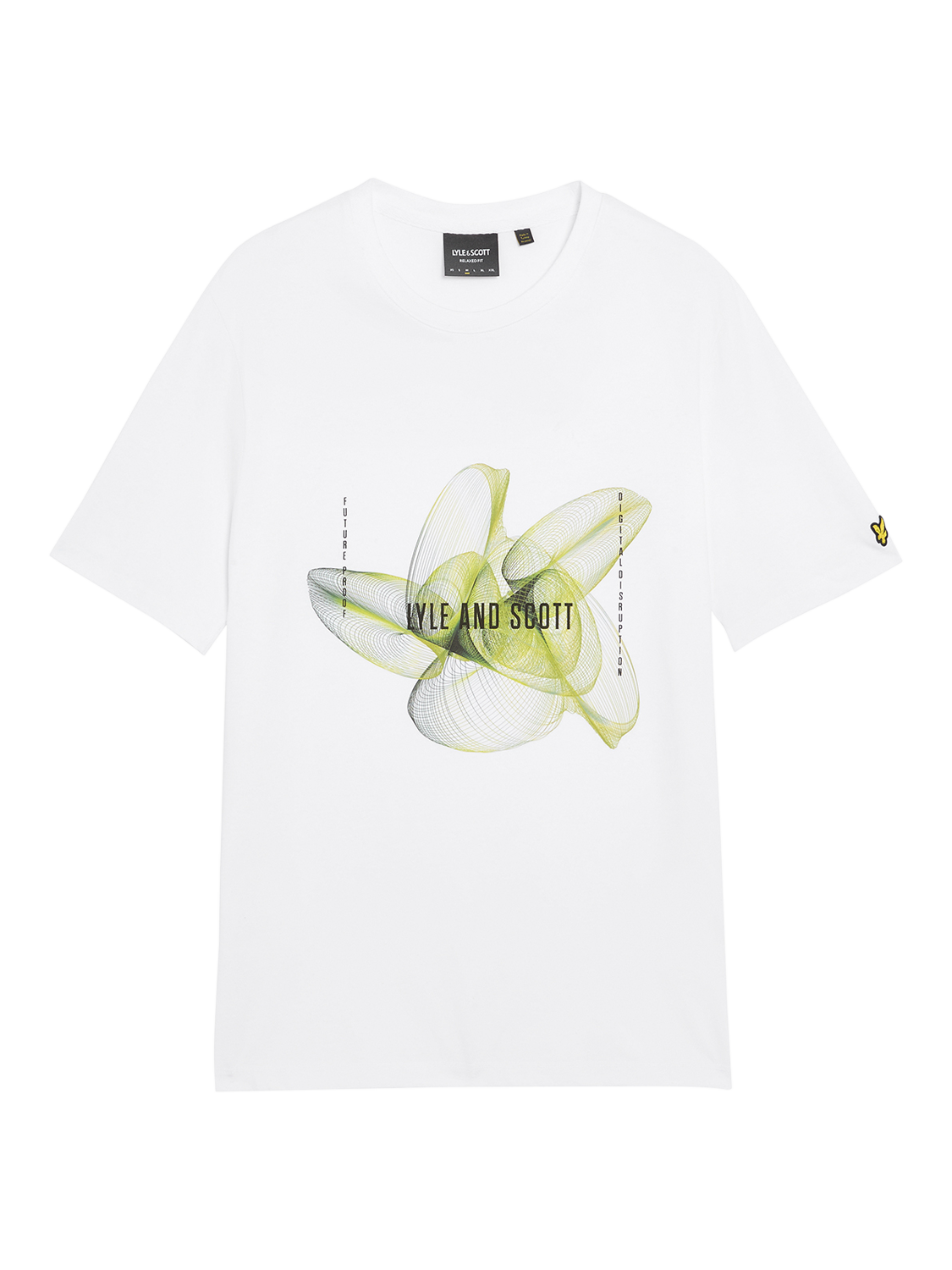 Product image 3 of 5, which shows Lyle & Scott Cotton Regular Fit Short Sleeve 3D Line Graphic T-Shirt, White/Smoke Green, M