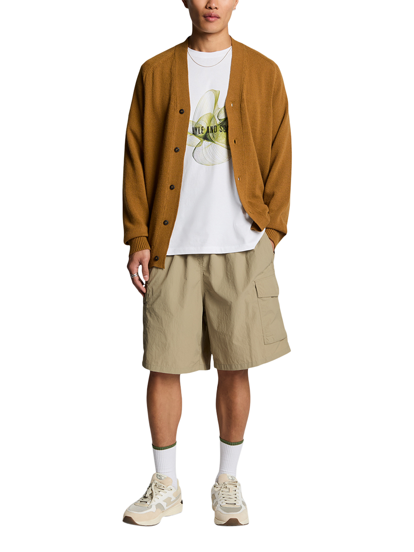 Product image 4 of 5, which shows Lyle & Scott Cotton Regular Fit Short Sleeve 3D Line Graphic T-Shirt, White/Smoke Green, M