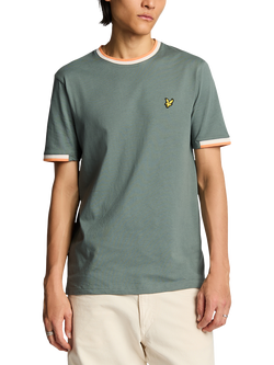 Lyle & Scott Cotton Regular Fit Short Sleeve Half Tipped T-Shirt, Green Mercurial, Green Mercurial