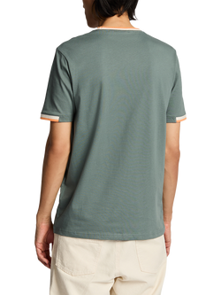 Lyle & Scott Cotton Regular Fit Short Sleeve Half Tipped T-Shirt, Green Mercurial - view 2, Green Mercurial