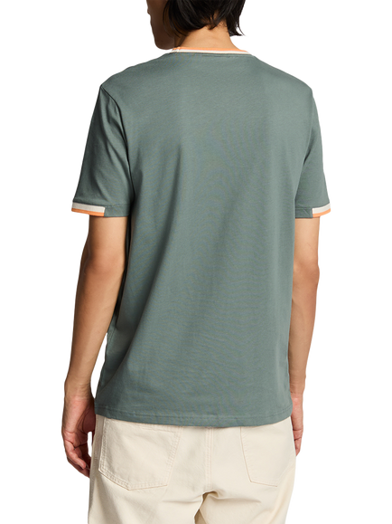 Lyle & Scott Cotton Regular Fit Short Sleeve Half Tipped T-Shirt, Green Mercurial - view 2, Green Mercurial
