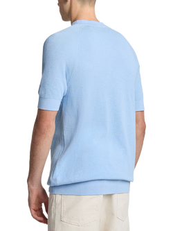 Lyle & Scott Cotton & Linen Blend Regular Fit Knitted T-Shirt - view 2, Light Blue