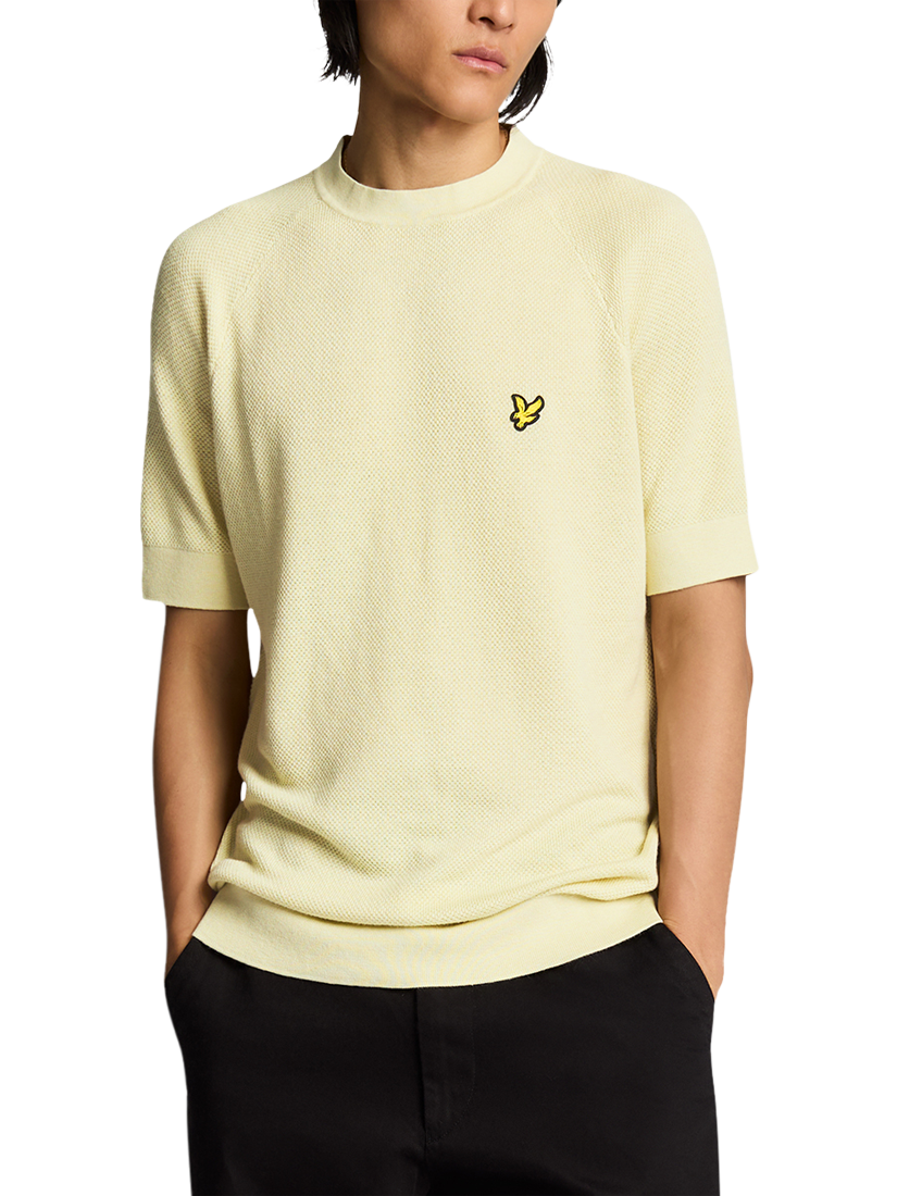 Product image 1 of 5, which shows Lyle & Scott Cotton & Linen Blend Regular Fit Knitted T-Shirt, Luna, XS