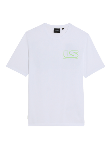 Lyle & Scott Polaroid Graphic Cotton Regular Fit T-Shirt, White/Vibrant Kiwi