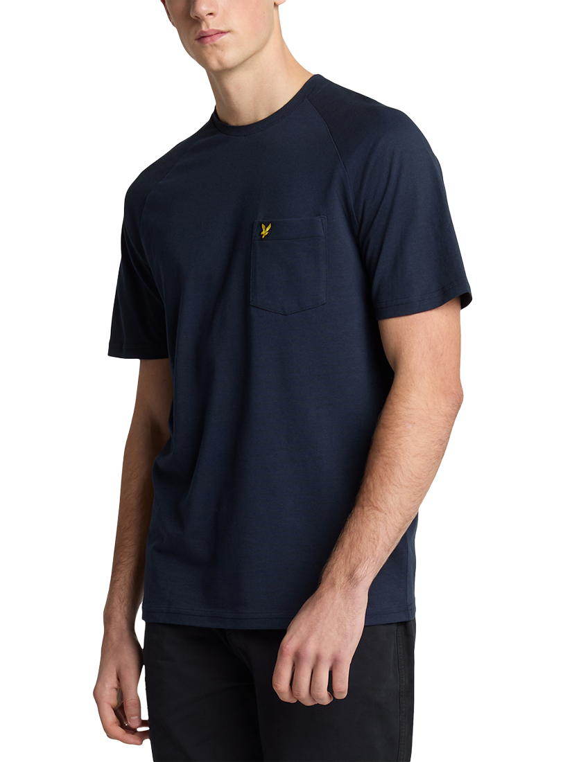 Product image 1 of 4, which shows Lyle & Scott Cotton & Linen Blend Regular Fit Short Sleeve T-Shirt, Dark Navy, XS