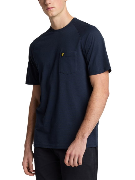 Lyle & Scott Cotton & Linen Blend Regular Fit Short Sleeve T-Shirt, Dark Navy