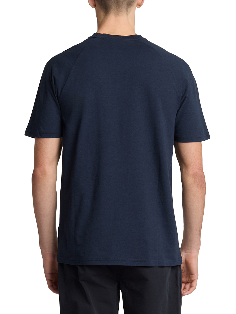 Product image 2 of 4, which shows Lyle & Scott Cotton & Linen Blend Regular Fit Short Sleeve T-Shirt, Dark Navy, XS