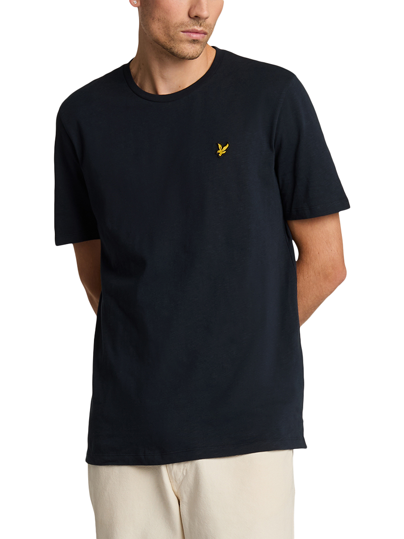 Product image 1 of 5, which shows Lyle & Scott Cotton Slub T-Shirt, Dark Navy, L