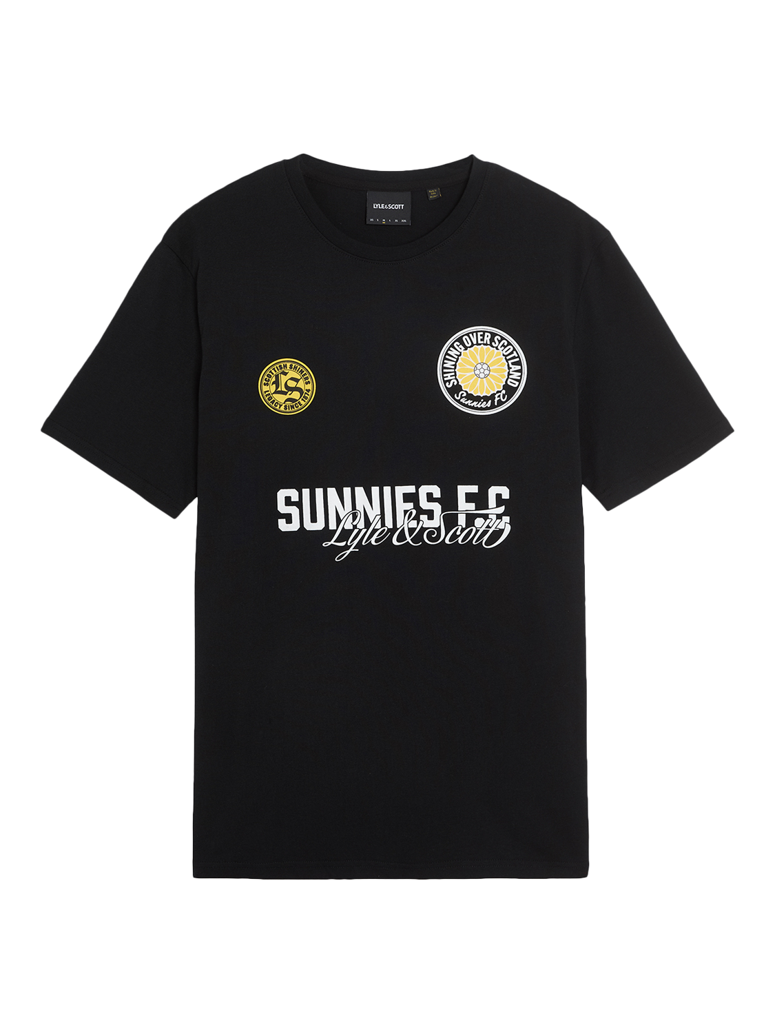 Product image 1 of 1, which shows Lyle & Scott Sunnies FC Graphic Cotton Regular Fit T-Shirt, Jet Black, XS