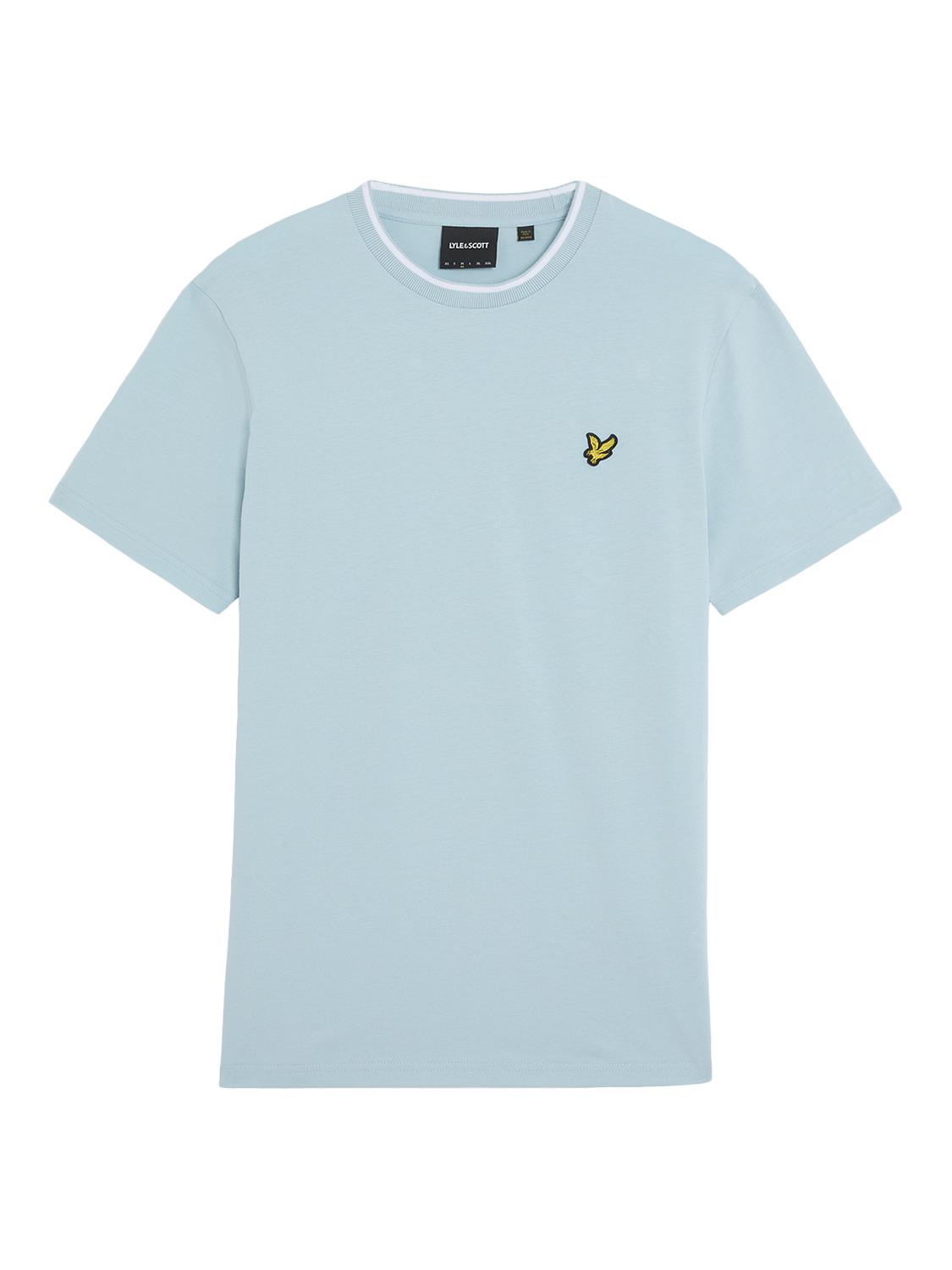 Product image 1 of 1, which shows Lyle & Scott Cotton Tipped Crew Neck Regular Fit T-Shirt, Freshwater/White, XS