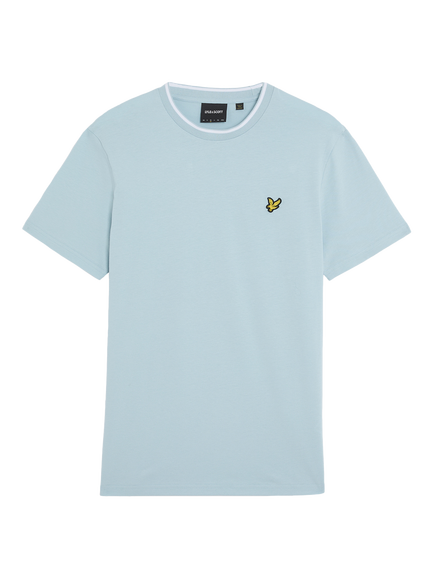 Lyle & Scott Cotton Tipped Crew Neck Regular Fit T-Shirt, Freshwater/White