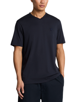 Lyle & Scott Superfine Cotton V-Neck T-Shirt, Dark Navy