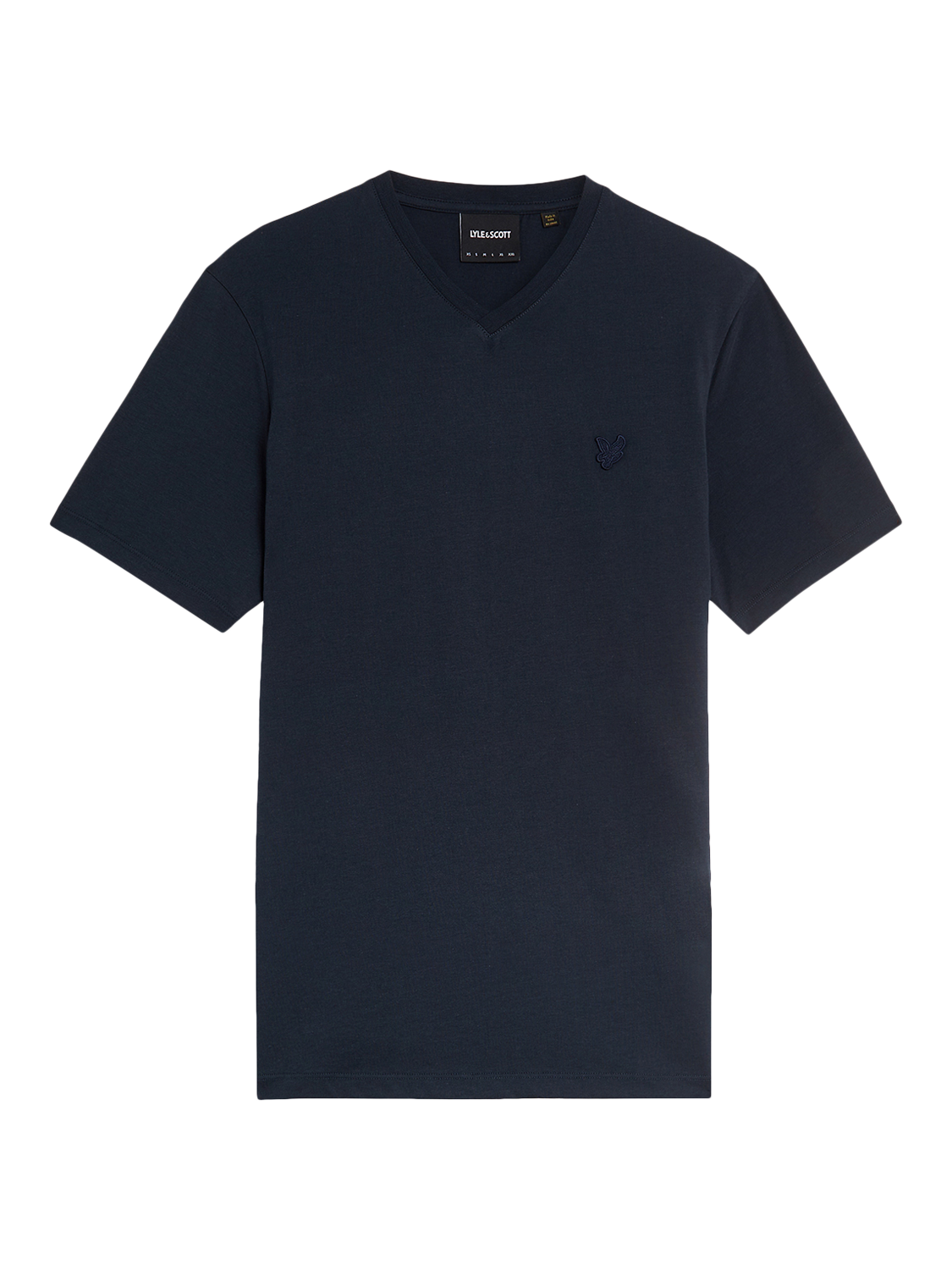 Product image 3 of 5, which shows Lyle & Scott Superfine Cotton V-Neck T-Shirt, Dark Navy, XS