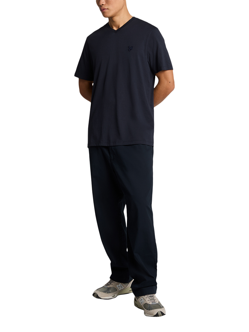Product image 4 of 5, which shows Lyle & Scott Superfine Cotton V-Neck T-Shirt, Dark Navy, XS