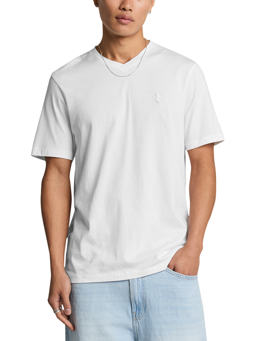 Product image 1 of 5, which shows Lyle & Scott Superfine Cotton V-Neck T-Shirt, White, XS