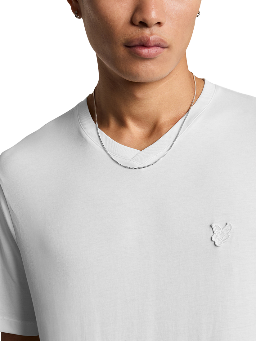 Product image 5 of 5, which shows Lyle & Scott Superfine Cotton V-Neck T-Shirt, White, XS