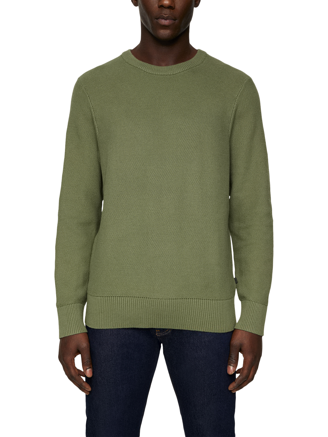 Product image 1 of 11, which shows J.Lindeberg Arthur Knit Organic Cotton Sweater, Olivine, M