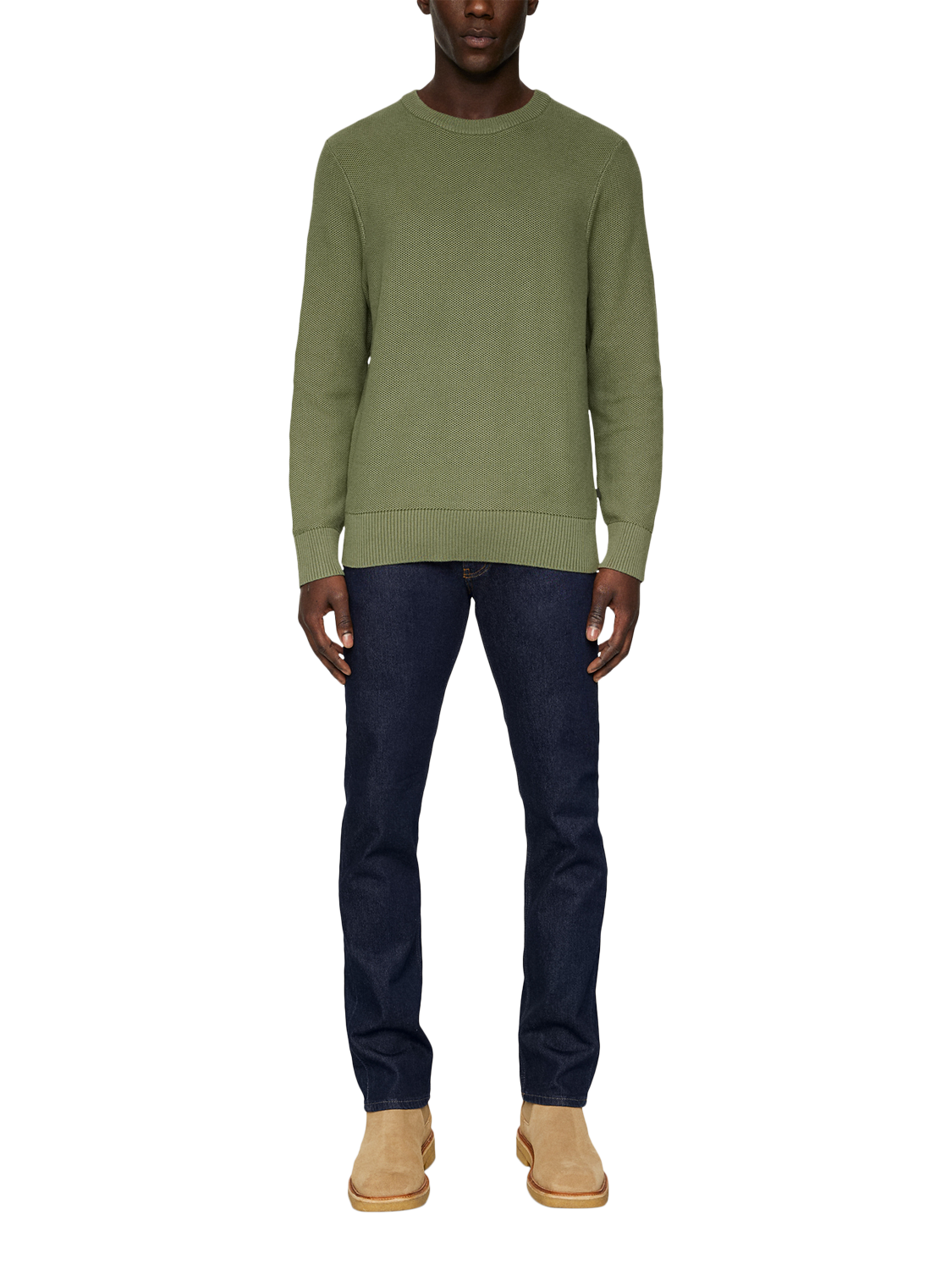 Product image 3 of 11, which shows J.Lindeberg Arthur Knit Organic Cotton Sweater, Olivine, M