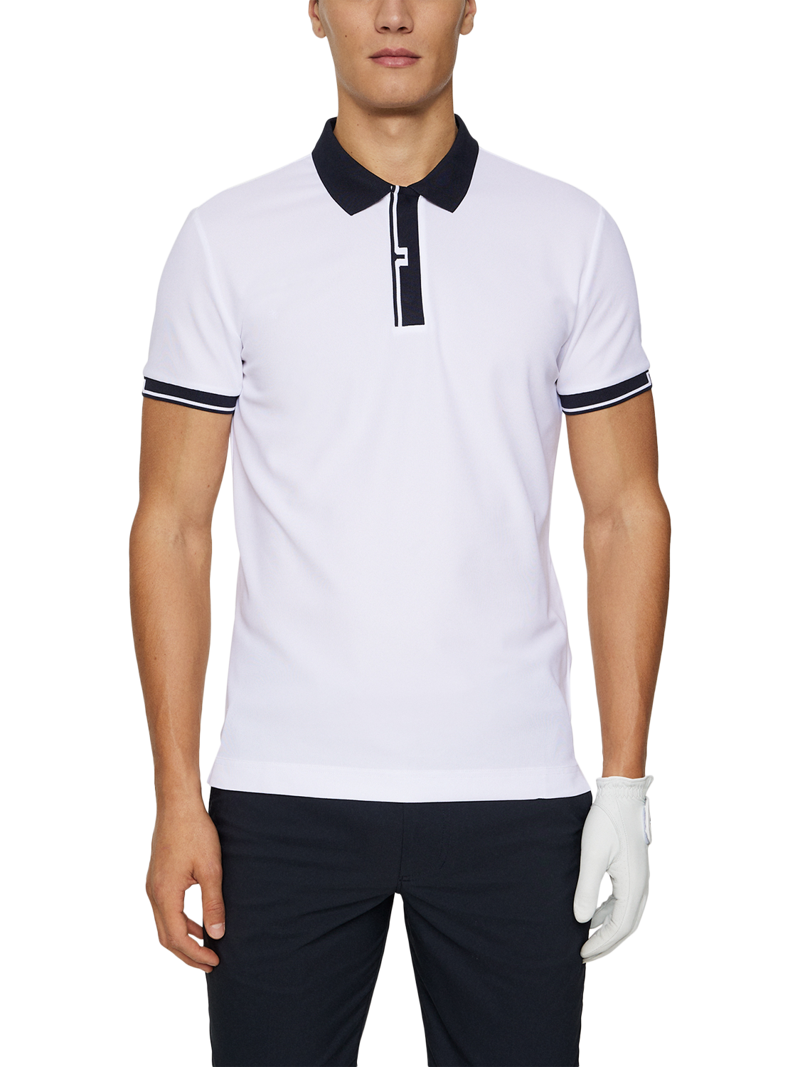 Product image 1 of 5, which shows J.Lindeberg Bay Slim Fit Short Sleeve Polo Shirt, White, S