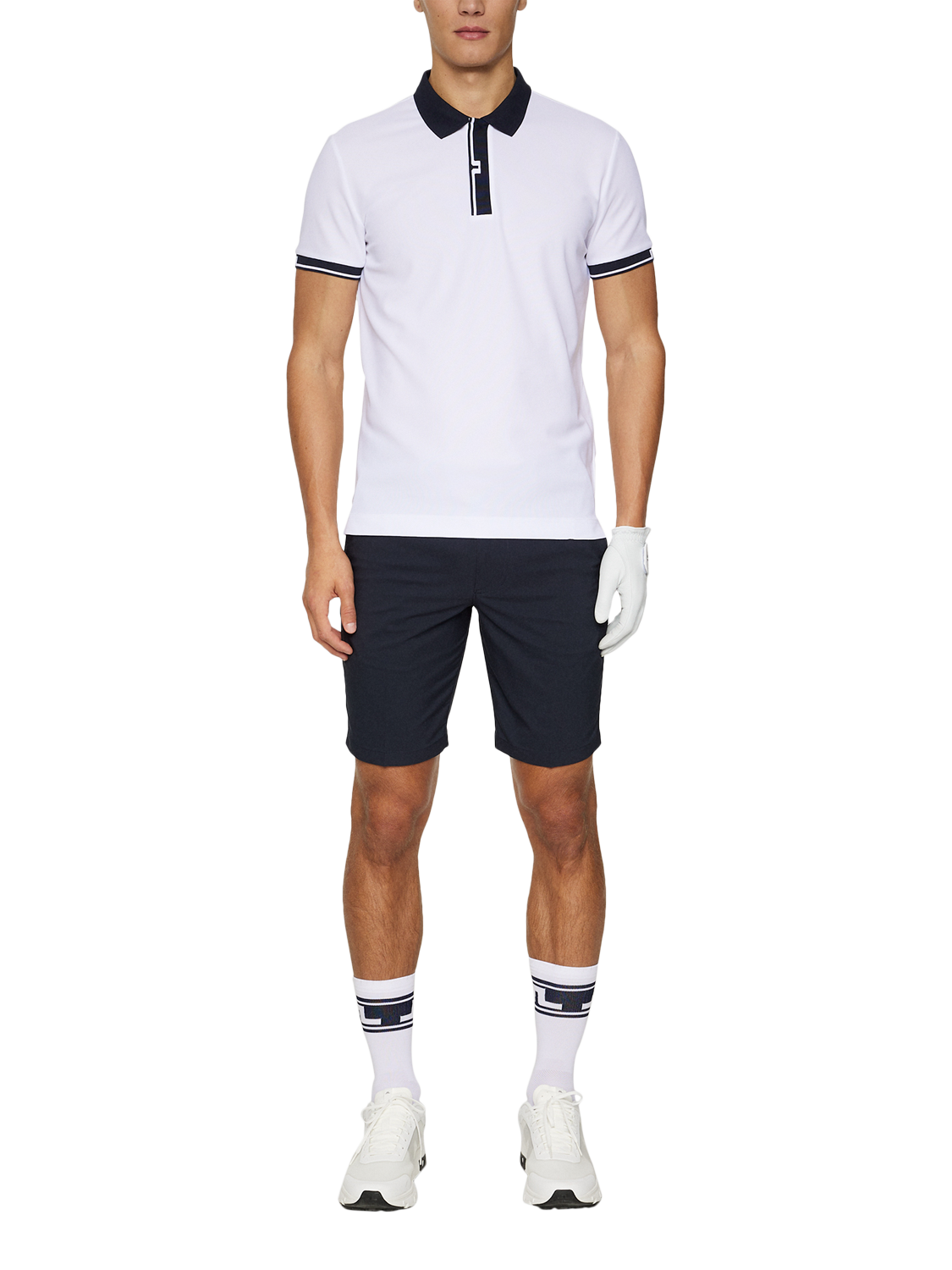 Product image 3 of 5, which shows J.Lindeberg Bay Slim Fit Short Sleeve Polo Shirt, White, S