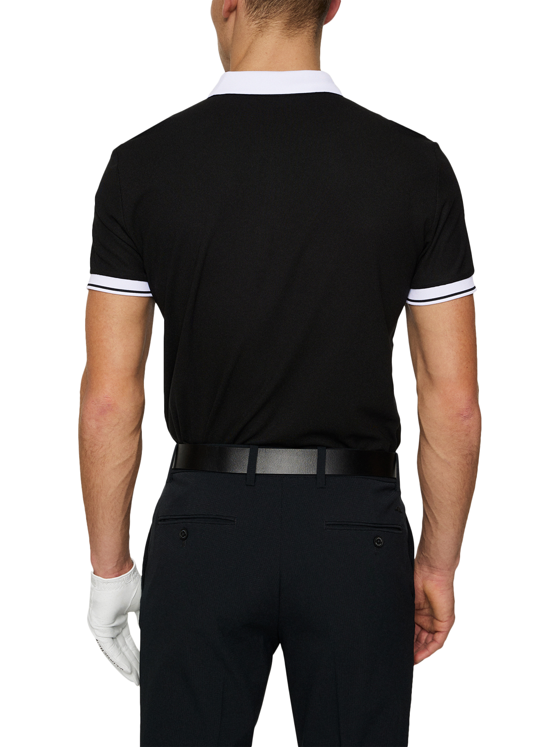 Product image 2 of 5, which shows J.Lindeberg Bay Slim Fit Short Sleeve Polo Shirt, Black, M