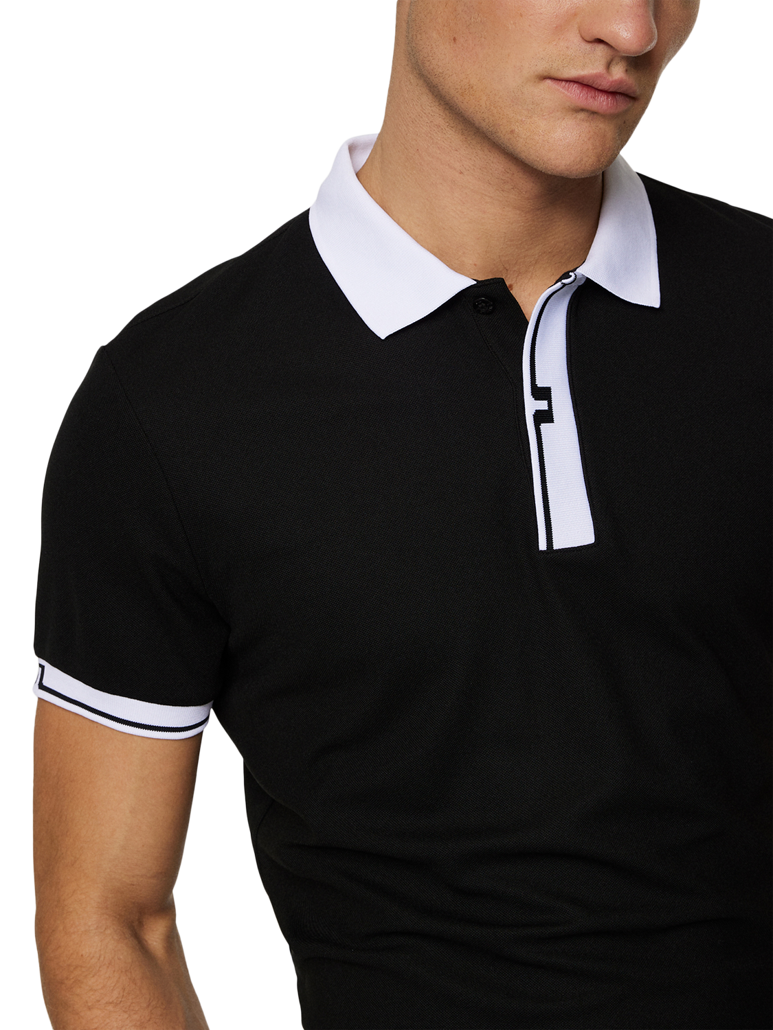 Product image 4 of 5, which shows J.Lindeberg Bay Slim Fit Short Sleeve Polo Shirt, Black, M