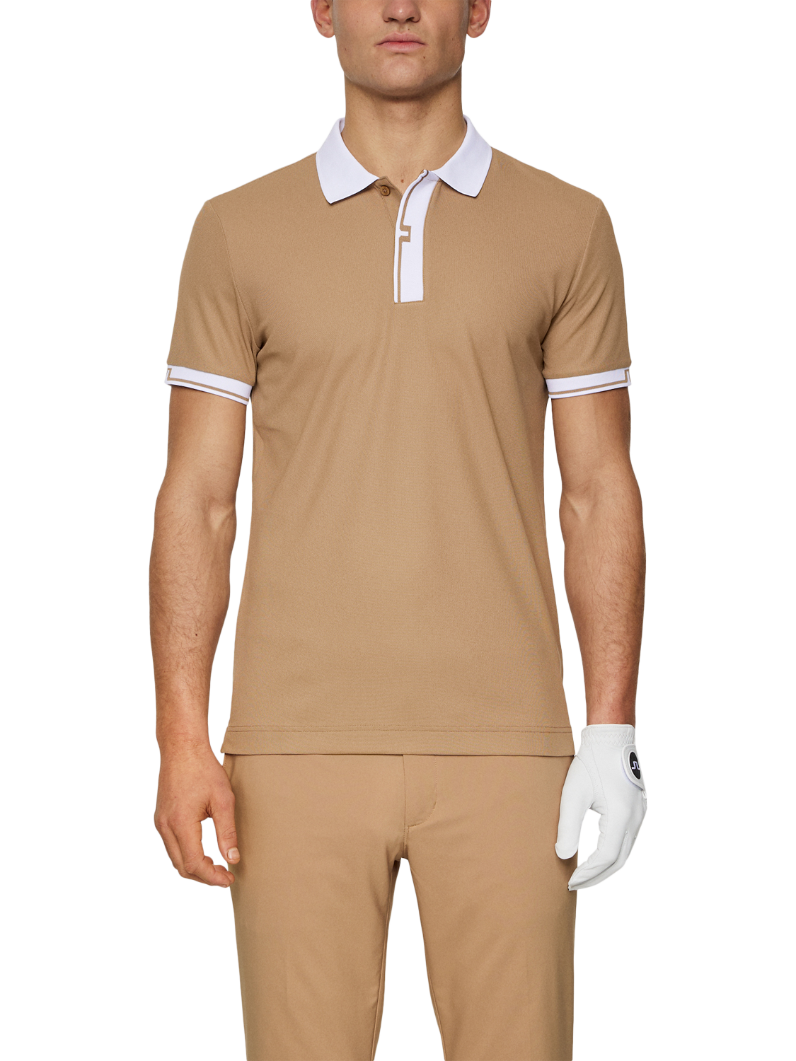 Product image 1 of 5, which shows J.Lindeberg Bay Slim Fit Short Sleeve Polo Shirt, Tigers Eye, S