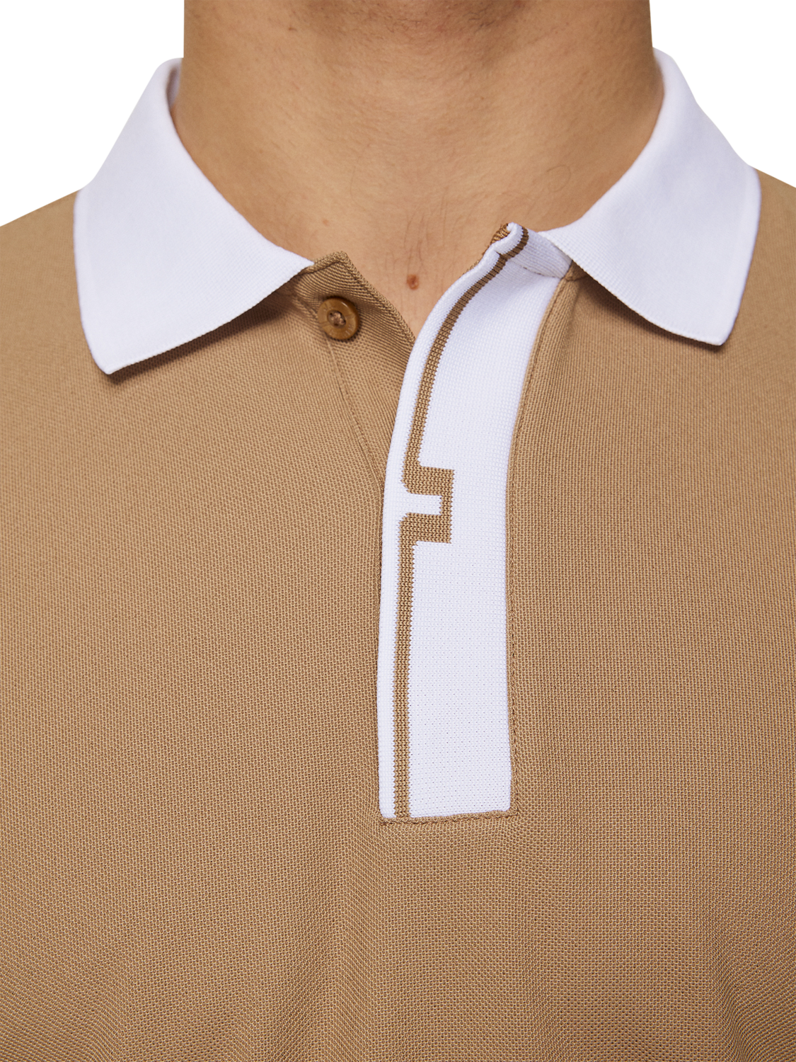 Product image 4 of 5, which shows J.Lindeberg Bay Slim Fit Short Sleeve Polo Shirt, Tigers Eye, S