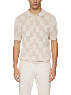 J.Lindeberg Reymond Short Sleeve Stacked Bridge Polo Shirt, Moonbeam, Moonbeam