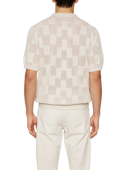 J.Lindeberg Reymond Short Sleeve Stacked Bridge Polo Shirt, Moonbeam - view 2, Moonbeam