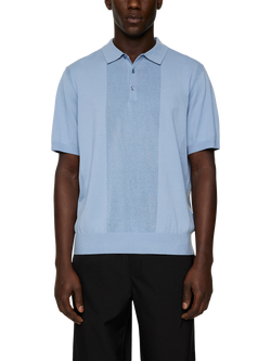 J.Lindeberg Reymond Solid Stripe Short Sleeve Polo Shirt, Rain Washed, Rain Washed