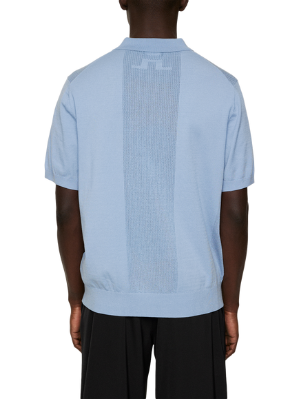 J.Lindeberg Reymond Solid Stripe Short Sleeve Polo Shirt, Rain Washed - view 2, Rain Washed