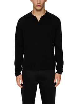 J.Lindeberg Rowan Long Sleeve Polo Shirt, Black, Black