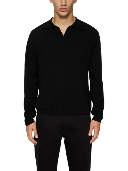 J.Lindeberg Rowan Long Sleeve Polo Shirt, Black, Black
