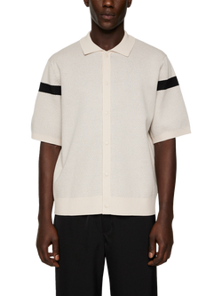 J.Lindeberg Rayne Short Sleeve Knitted Shirt, Moonbeam, Moonbeam