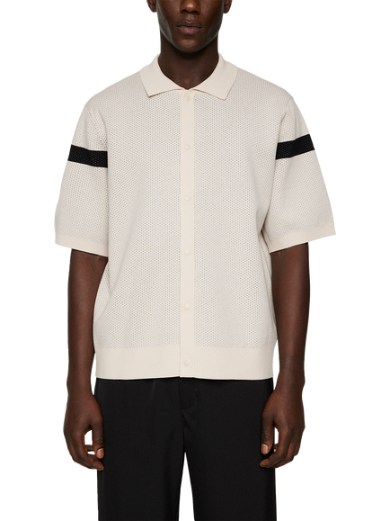 J.Lindeberg Rayne Short Sleeve Knitted Shirt, Moonbeam, Moonbeam