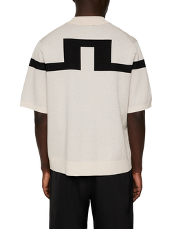 J.Lindeberg Rayne Short Sleeve Knitted Shirt, Moonbeam - view 2, Moonbeam