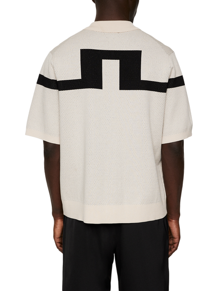 J.Lindeberg Rayne Short Sleeve Knitted Shirt, Moonbeam - view 2, Moonbeam