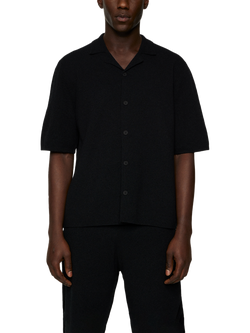 J.Lindeberg Sal Short Sleeve Knitted Boucle Shirt, Black, Black