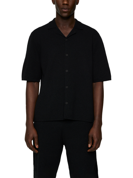 J.Lindeberg Sal Short Sleeve Knitted Boucle Shirt, Black, Black