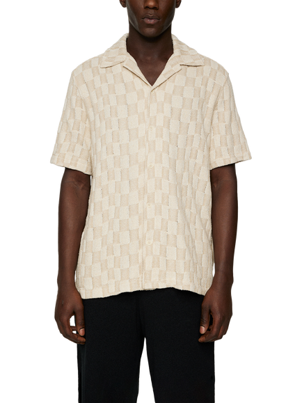 J.Lindeberg Torpa Cotton Blend Regular Fit Check Resort Shirt, Bridge Stack Moonbeam, Bridge Stack Moonbeam