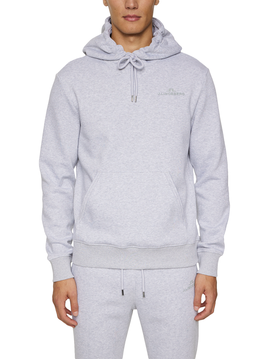 Product image 1 of 5, which shows J.Lindeberg Alpha Hoodie, Light Grey Melange, XL