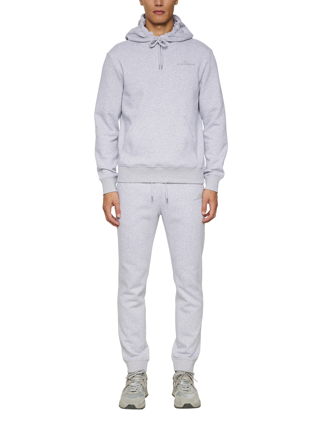 Product image 3 of 5, which shows J.Lindeberg Alpha Hoodie, Light Grey Melange, XL
