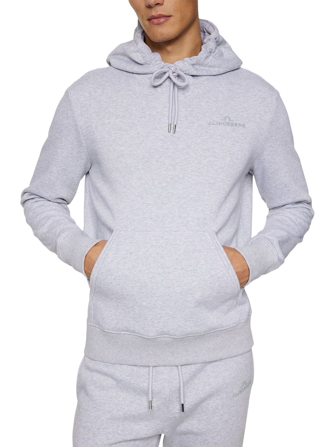 Product image 4 of 5, which shows J.Lindeberg Alpha Hoodie, Light Grey Melange, XL