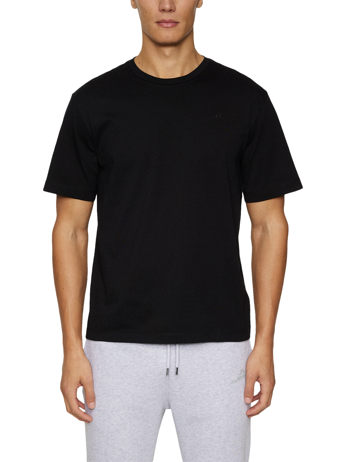 Product image 1 of 5, which shows J.Lindeberg Alpha Cotton Regular Fit T-Shirt, Black, S
