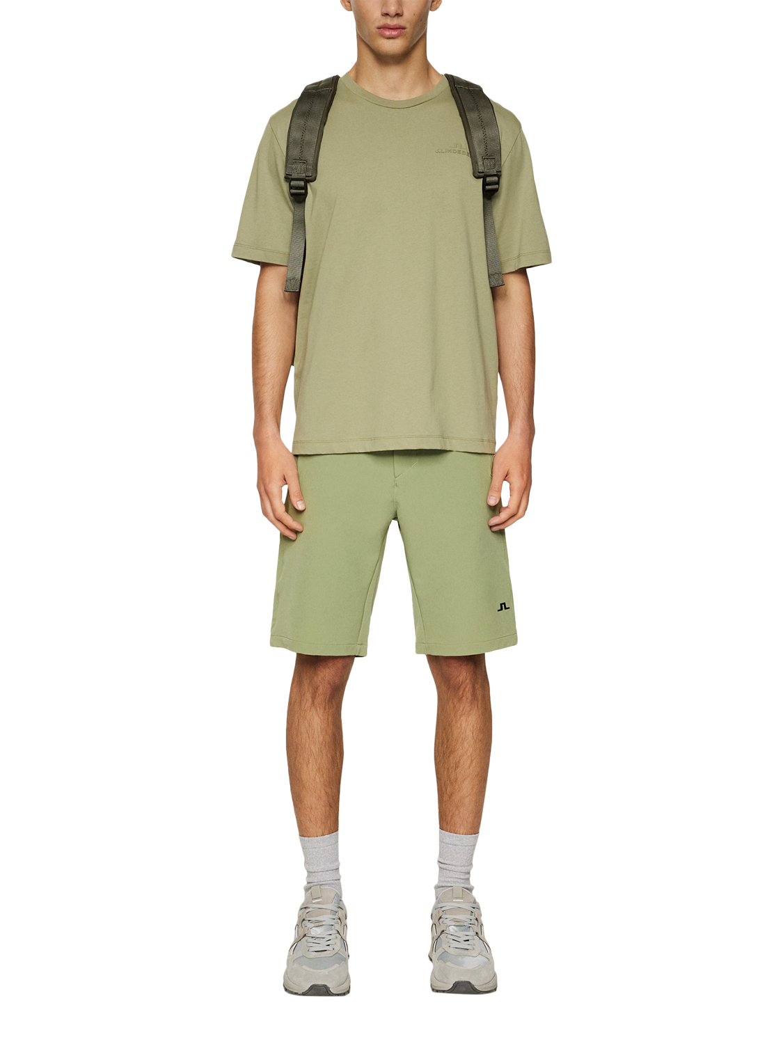 Product image 3 of 5, which shows J.Lindeberg Alpha Cotton Regular Fit T-Shirt, Oil Green, S