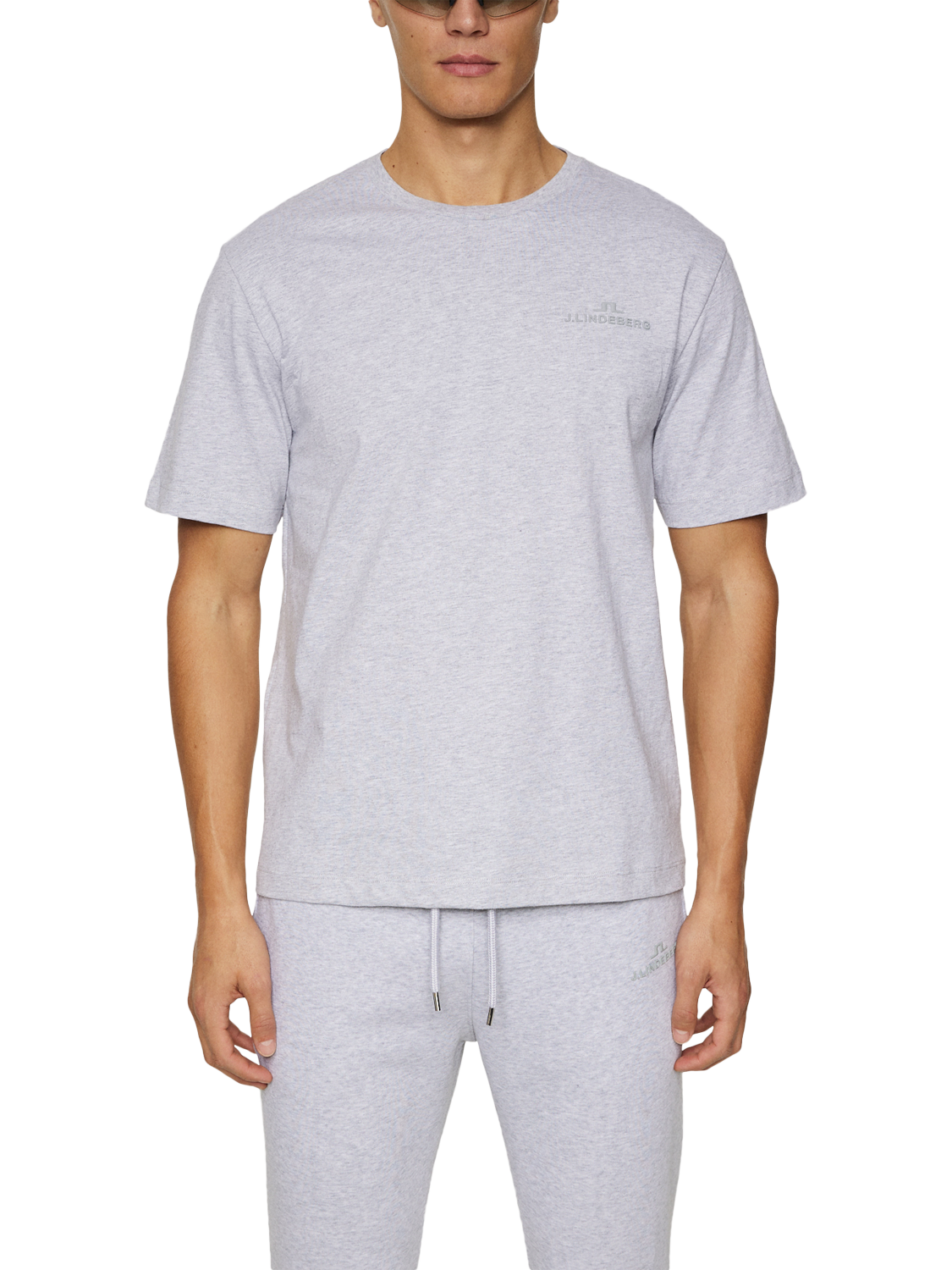 J.Lindeberg Alpha Cotton Regular Fit Short Sleeve T-Shirt, Light Grey Melange